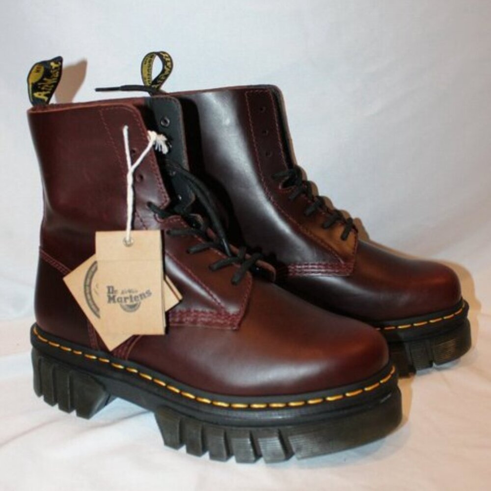 NEW RARE DR. MARTENS AUDRICK 8 EYE PLATFORM LACE UP COMBAT BOOTS CHARRO COLOR!! - Picture 6 of 7